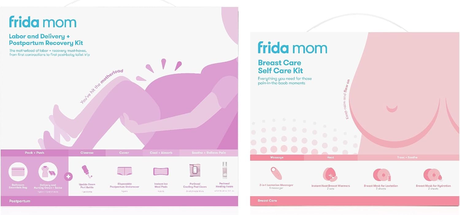 Frida Mom Labor and Delivery + Postpartum Recovery Kit + Breast Care Self Care Kit