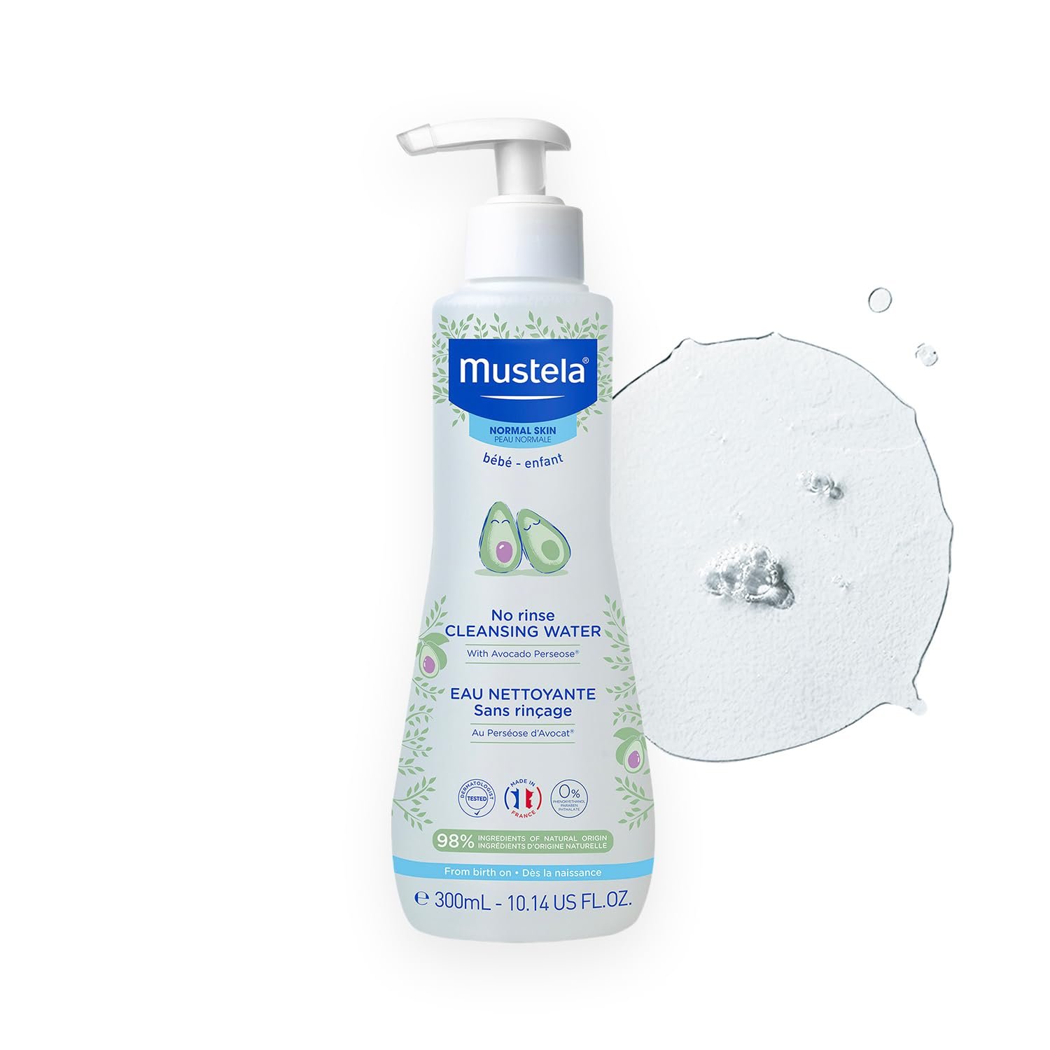 Mustela No-Rinse Micellar Cleansing Water for Babies – Made with Natural Avocado Perseose & Aloe Vera – Safely Cleans Baby’s Face, Hands & Diaper Area – 1 or 2-Pack – Various Sizes