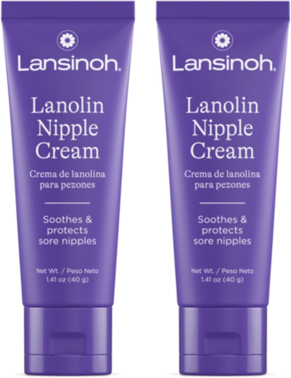 Lansinoh Nipple Cream Safe for Breastfeeding Baby, 100% Natural Nipple Butter, Breastfeeding Essentials for Postpartum Moms, 1.41 Ounces (2 Pack)