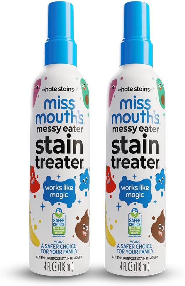 Miss Mouth’s Messy Eater Stain Treater, Laundry Stain Remover, 2 Pack | Newborn & Baby Essentials; Cleans Off Food, Grease, Coffee; Use on Laundry, Underwear, Fabric