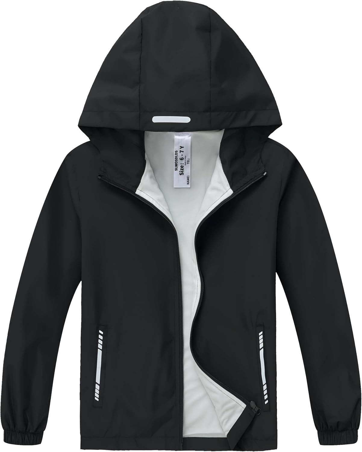Boys Girls Waterproof Rain Jacket Lightweight soft lining Kids Windbreaker Hooded Coat Easy to Fold
