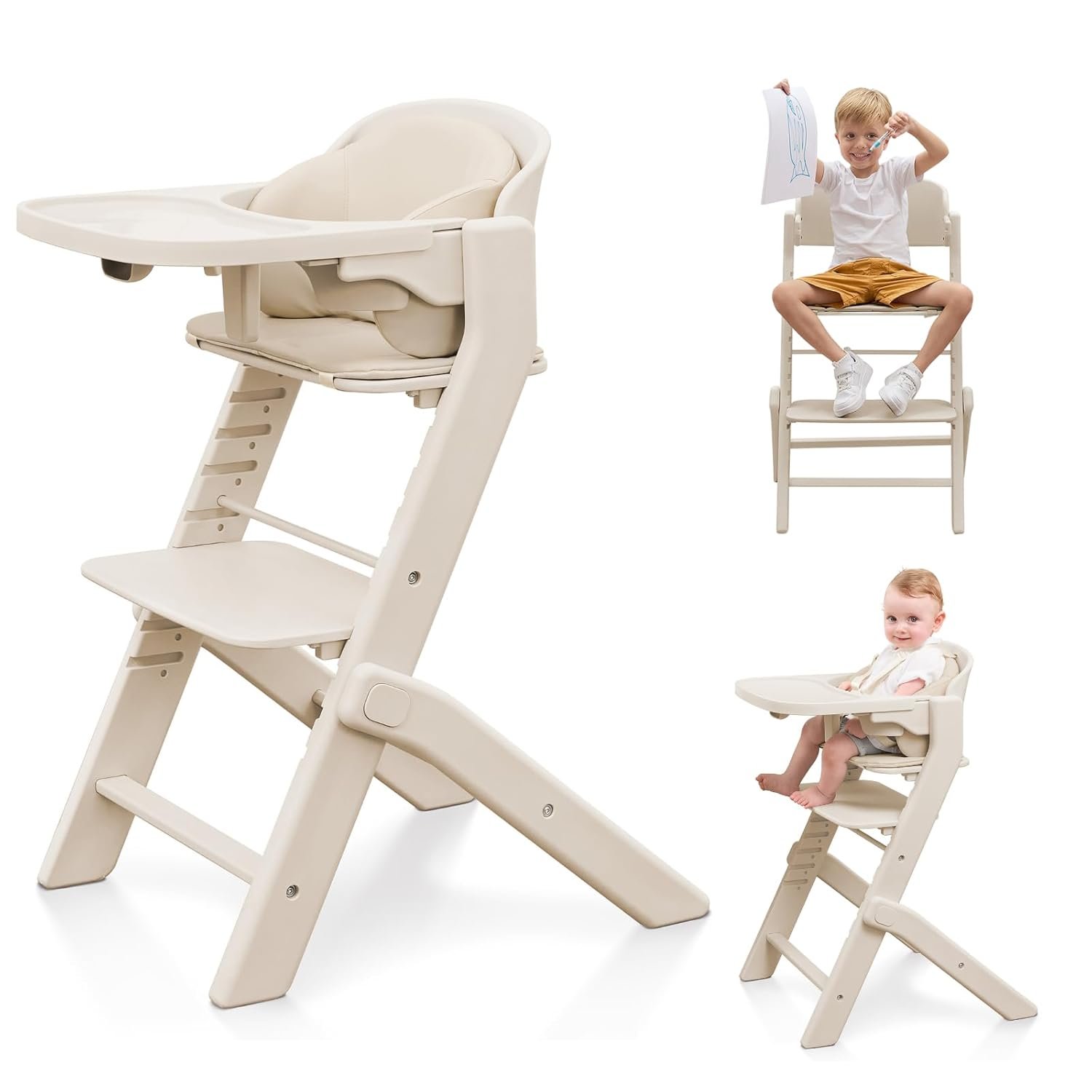 Obee Odee Full-Body Washable Baby High Chair with Soft Cushion, Adjustable for 6 Months to 220 Lb – Multifunctional and Convertible High Chairs for Babies and Toddlers -Portable and Easy Operation