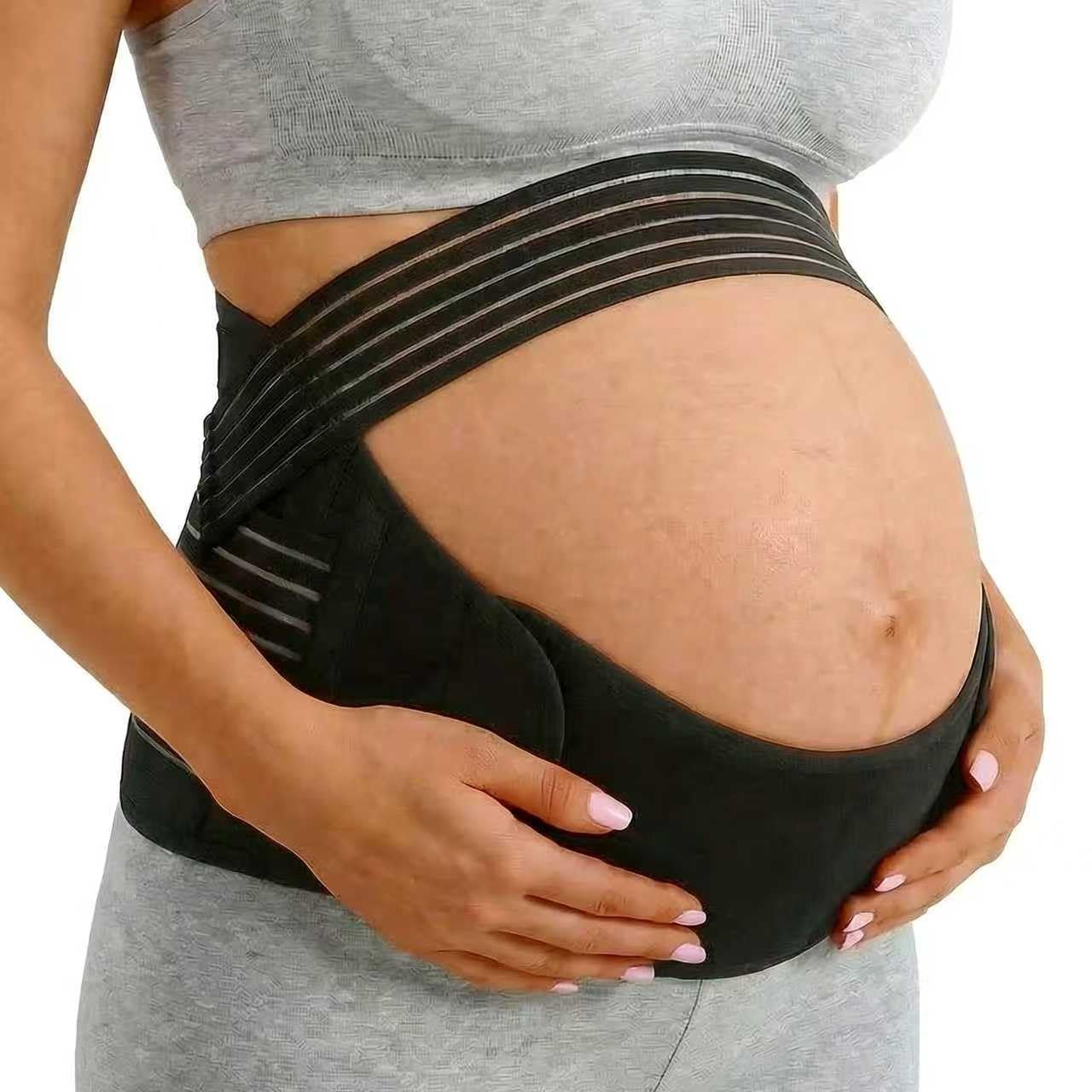 leeveel Maternity Belly Band for Pregnancy – 3 in 1 Pregnancy Support Belt for Back, Pelvic & Hip Support – Adjustable Abdominal Binder & Prenatal Cradle – Pregnancy Must Haves (Black, X-Large)