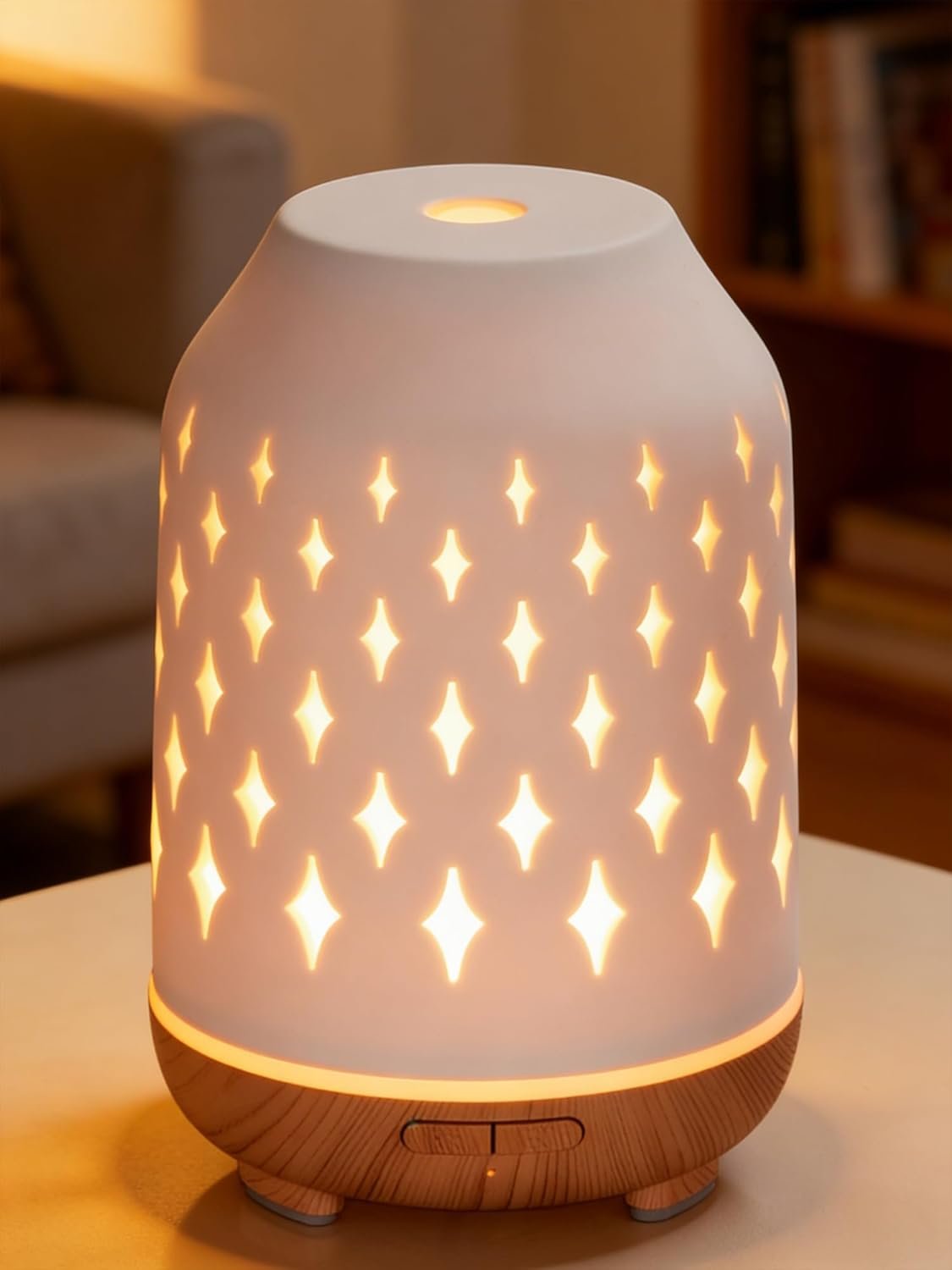InnoGear Aromatherapy Diffuser, 150ml Ceramic Diffuser Mother’s Gift Ultrasonic Humidifier Cool Mist Essential Oil Diffusers for Home Air Diffuser with 2 Mist Modes Waterless Auto Off, White