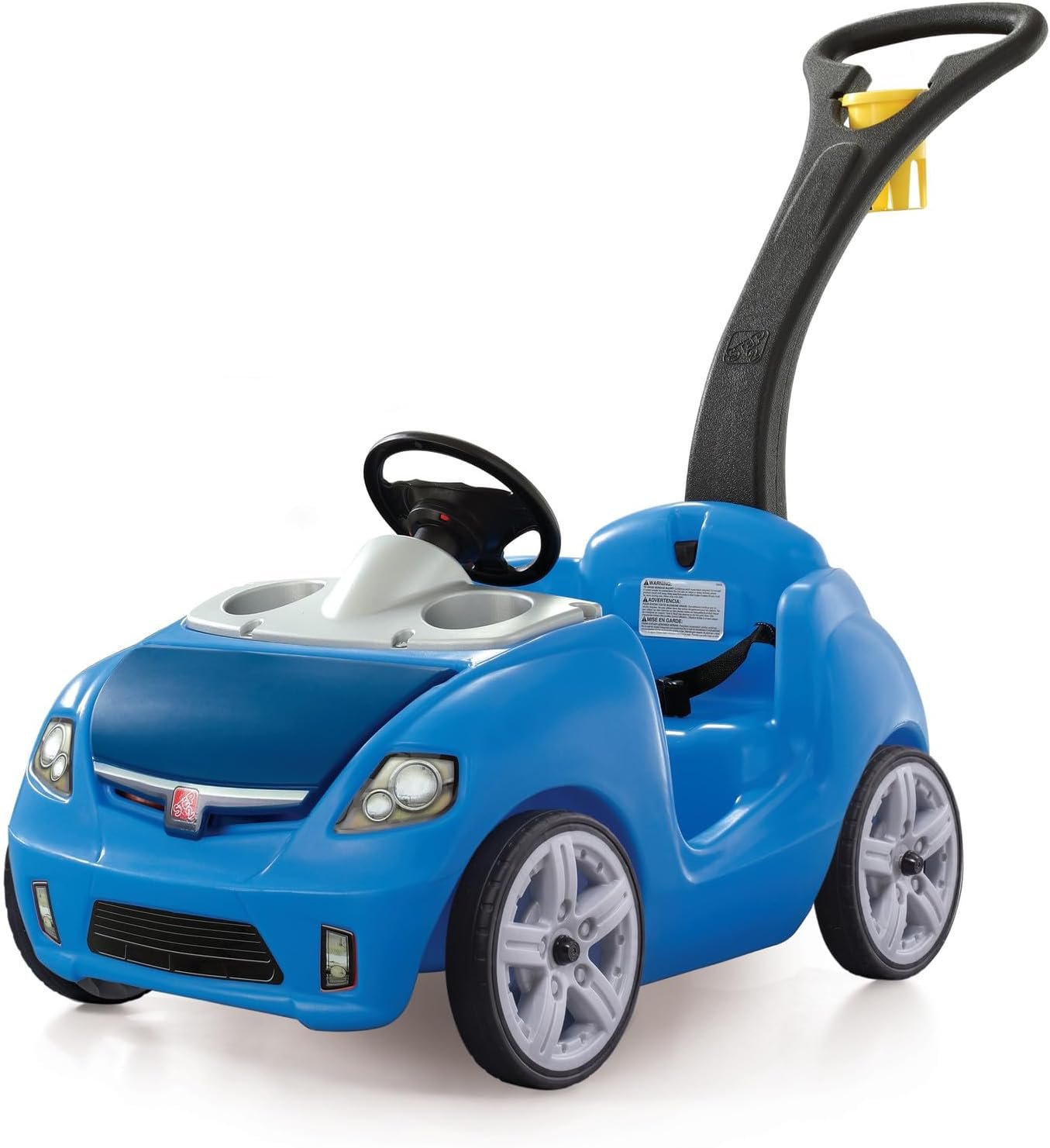 Step2 Whisper Ride II Kids Push Car, Ride-On Car with Seat Belt and Horn, Quick Fold Handle, Stroller Alternative, Toddlers and Preschoolers Ages 18+ Months, Blue