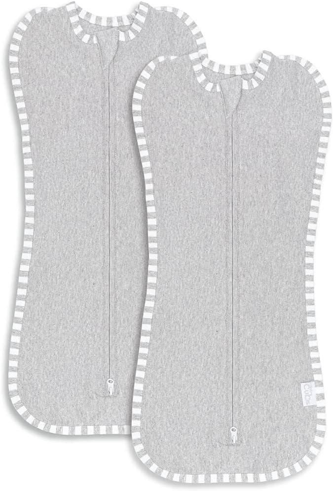 Comfy Cubs Swaddle Blanket Baby Girl Boy Easy Zipper Wrap 2 Pack Newborn Infant Sleep Sack (Small 0-3 Months, Grey)