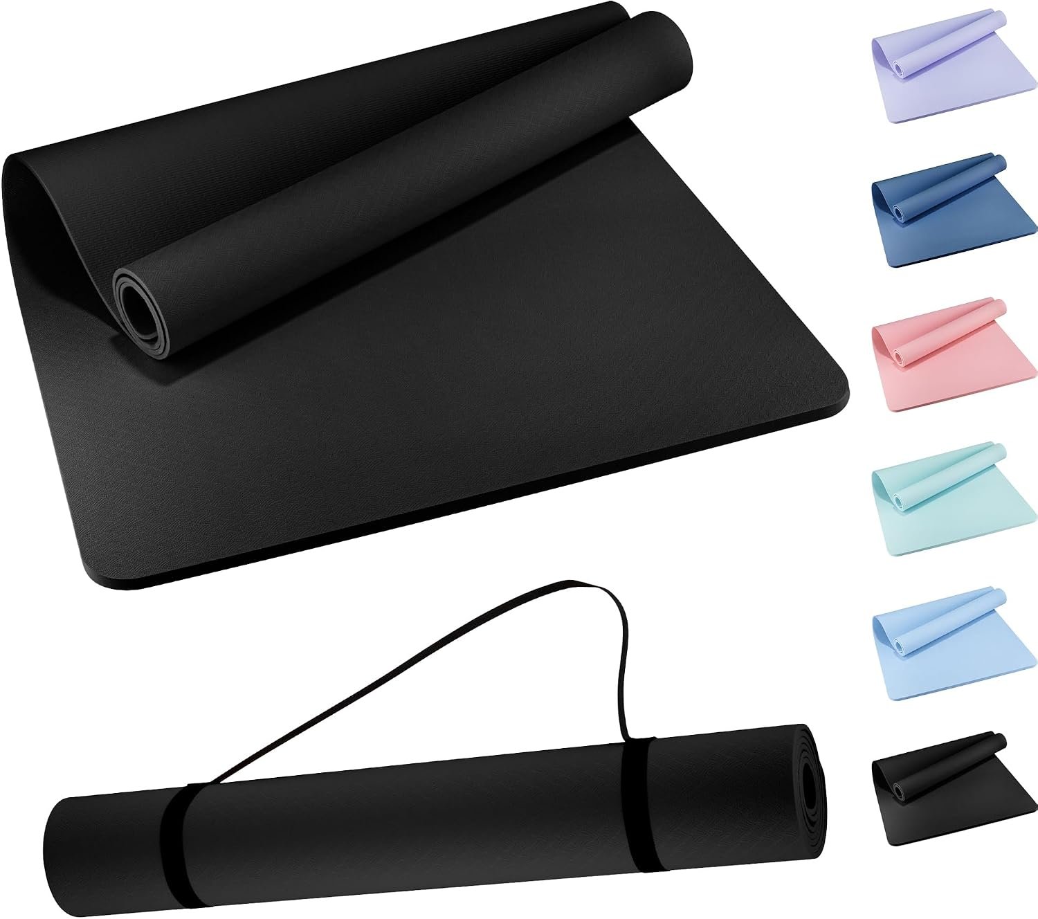 Extra Wide Yoga Mat 72″ x 32″, 6mm Non Slip TPE Exercise Mat with Carrying Strap, Large Workout Mat for Yoga, Pilates, Stretching, HIIT & Home Gym