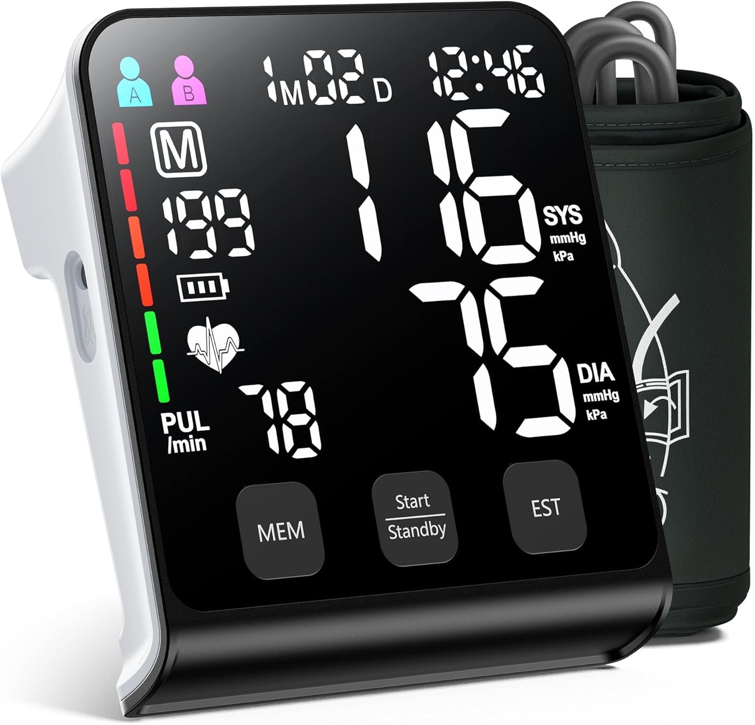 FDA-Cleared Blood Pressure Monitor, FSA&HSA Eligible Home & Travel BP Machine, Adjustable Wide-Range Cuff for Seniors & Pregnancy, Stores Previous Readings, Accurate Daily Health Tracking