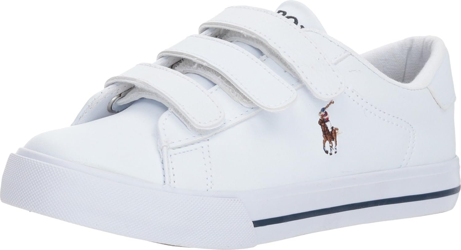 POLO RALPH LAUREN Boy’s Easten EZ II (Little Kid) White Tumbled/Multi Purple 13 Little Kid M