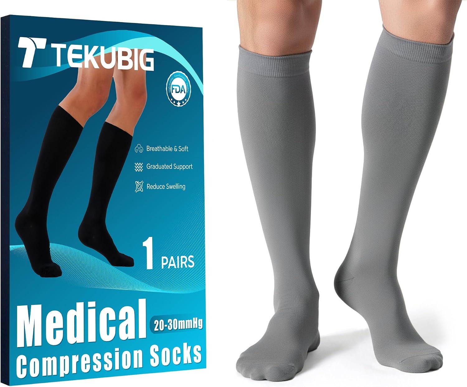 Medical Women Men Compression Socks Knee High 20-30 mmhg Graduated Stocking Support Hose Cute for Running Travel