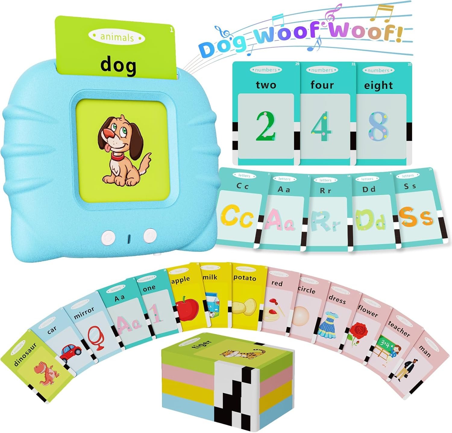 Aullsaty Talking Flash Cards for Toddlers 1-3, Upgraded 248 Sight Words Montessori Speech Therapy Toy, Autism Sensory Educational Learning Toys, Birthday Gift for Boys Girls (Blue)