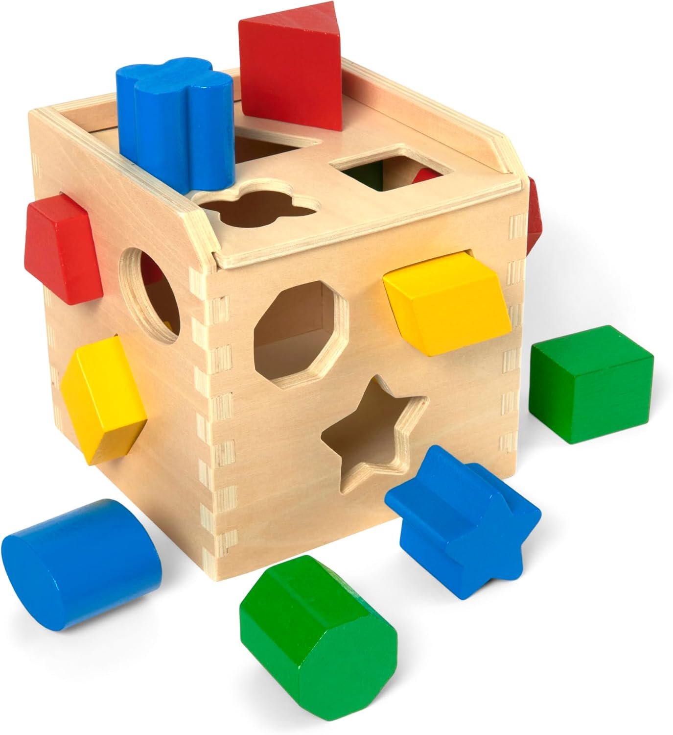 Melissa & Doug Shape Sorting Cube – Classic Wooden Toy With 12 Shapes