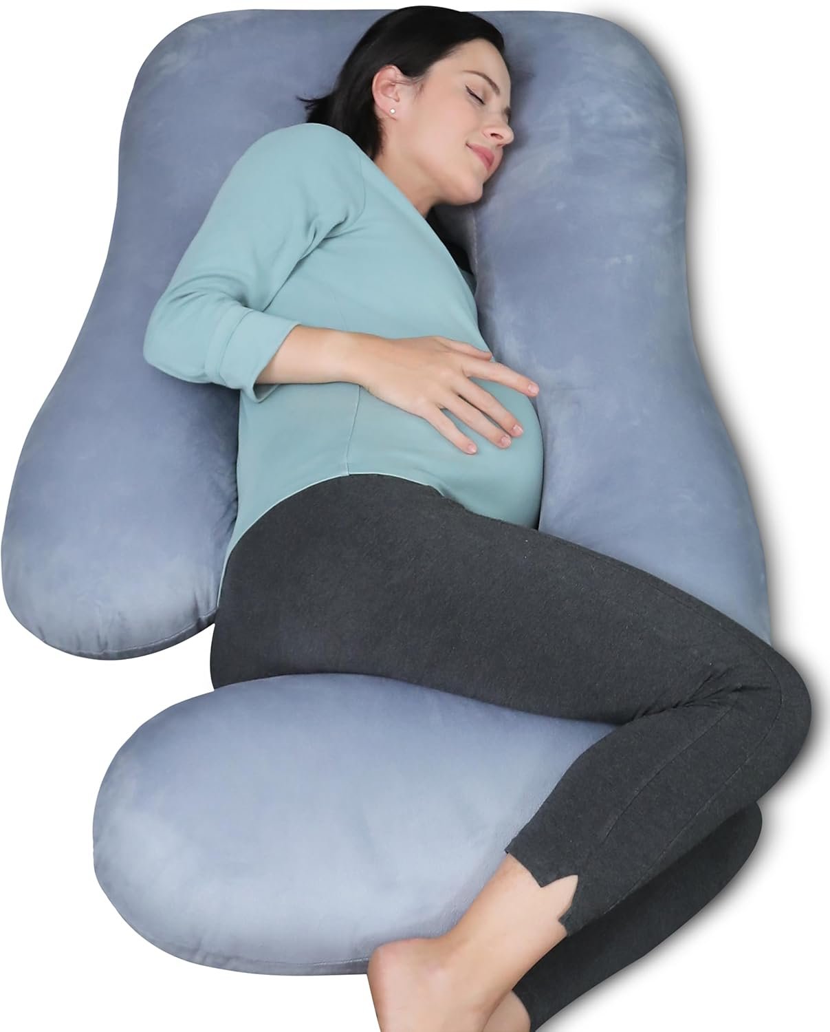 MOON PARK Pregnancy Pillows for Sleeping – 57 Inch U Shaped Full Body Maternity Pillow with Removable Cover – Support for Back, Legs, Belly, Hips – Pregnancy Pillow for Women – Grey
