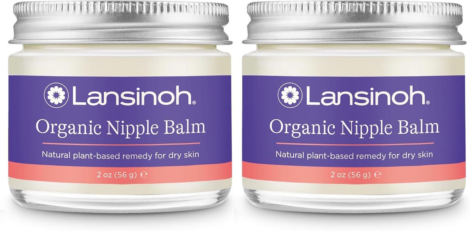 Lansinoh Organic Nipple Butter, Nipple Cream Safe for Breastfeeding Baby, Postpartum Essentials for Mom, 2 Pack, 4 Ounces Total