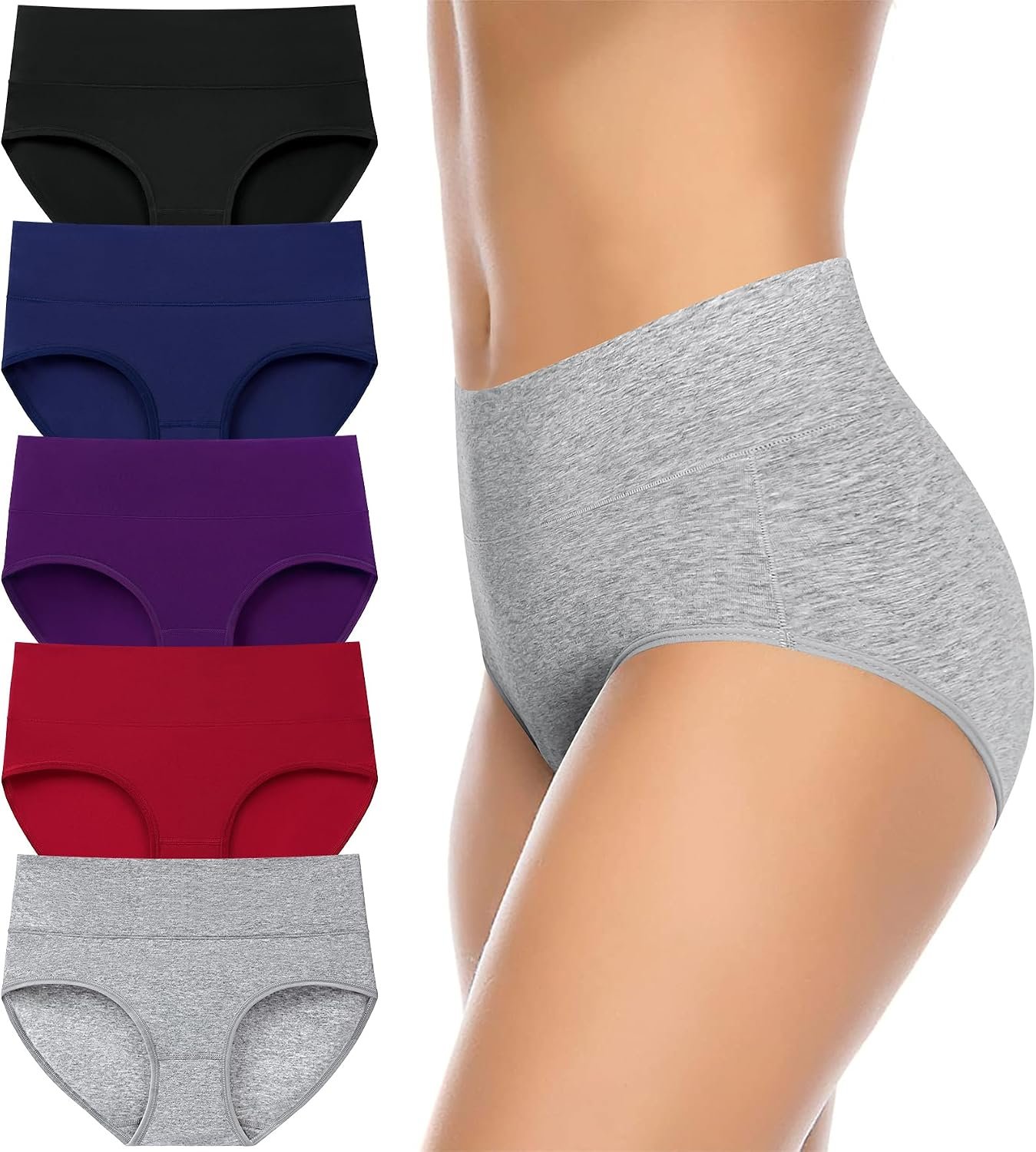 Annenmy Womens Cotton Underwear High Waisted Full Briefs Soft Stretch Breathable Ladies Panties