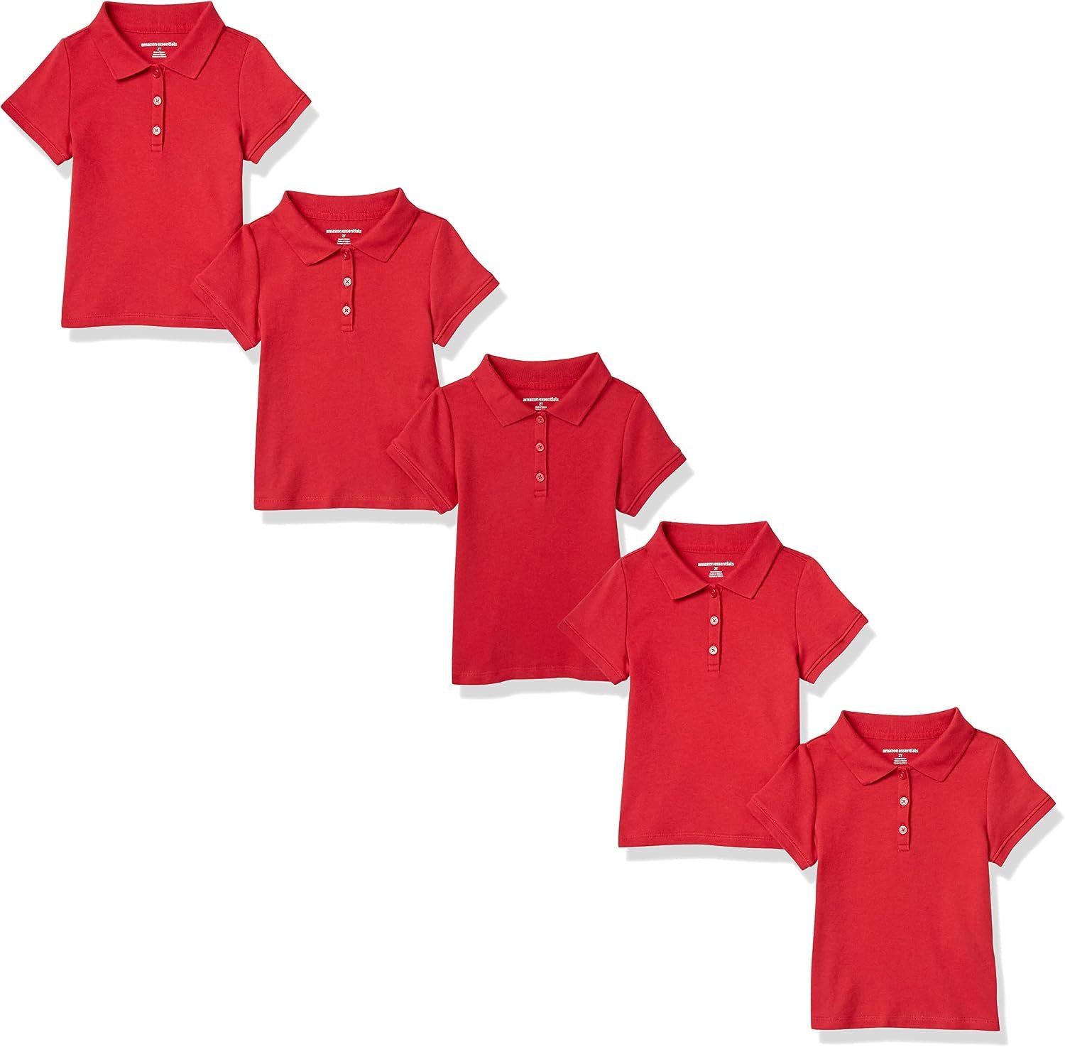 Amazon Essentials Girls and Toddlers’ Short Sleeve Uniform Polo Shirt, Multipacks