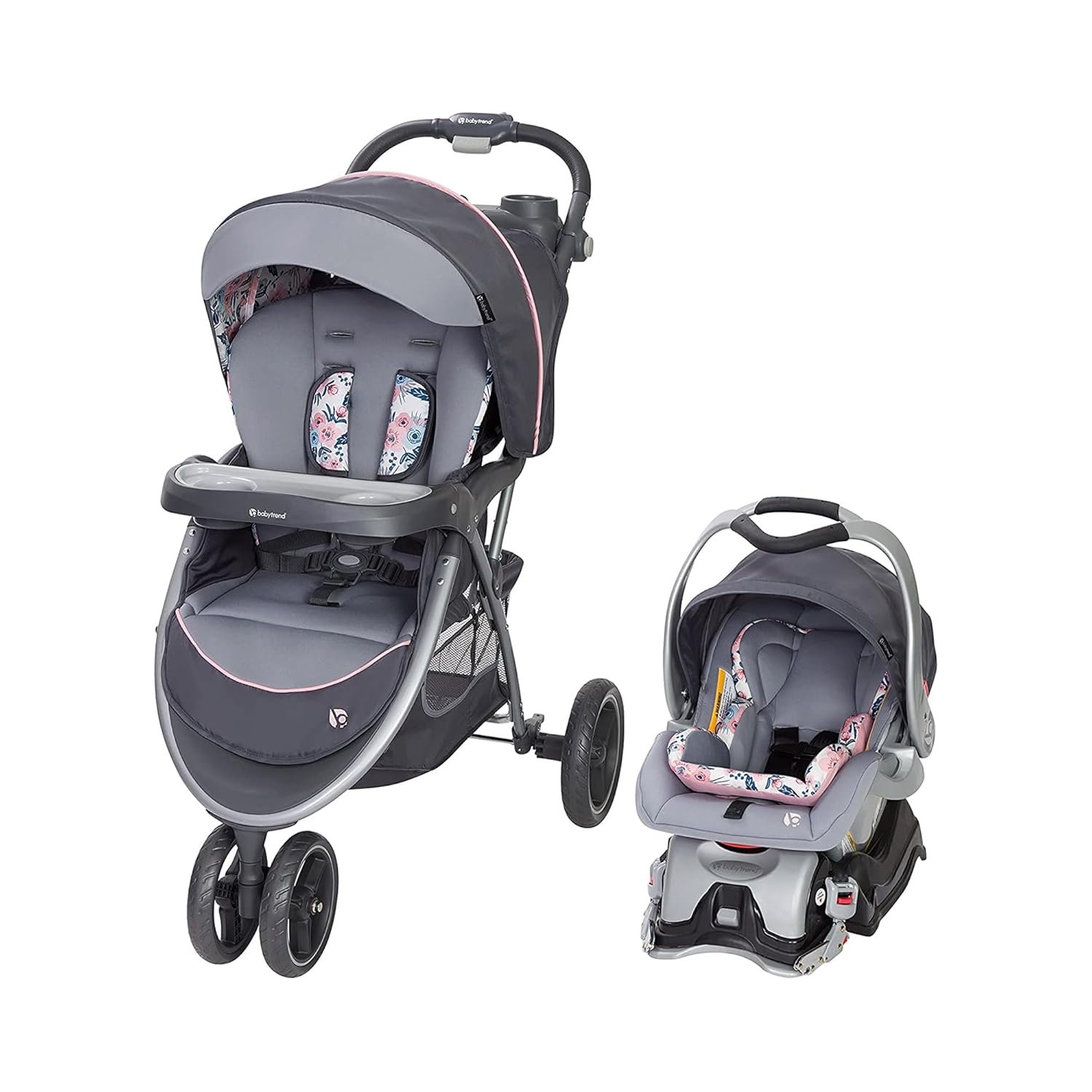 Baby Trend Sky View Plus Baby Stroller with EZ Flex-Loc Infant Car Seat, Adjustable Canopy, Storage Basket & Cup Holders, Bluebell – Lightweight & Foldable Travel System for Toddlers & Infants