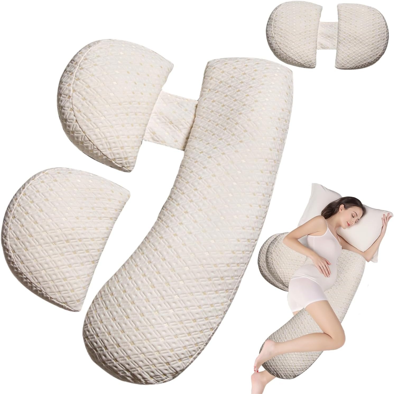 Pregnancy Pillow – Full Body Maternity Support for Back & Hips, Soft Sleeping Pillow with Removable Cover, Comfort for Side Sleepers and Pregnancy
