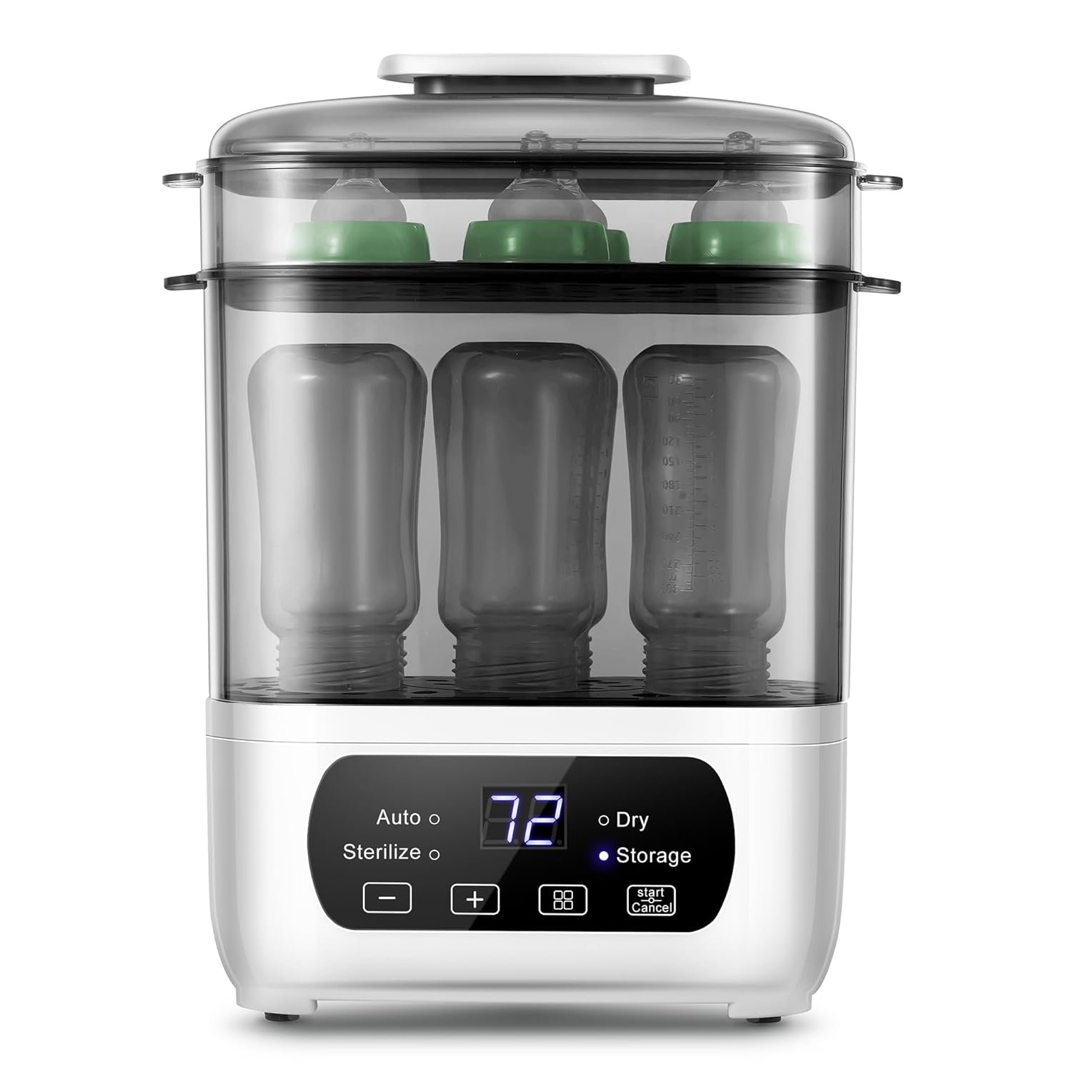 AMZBABYCHEF Baby Bottle Steamer and Dryer, Electric Steamer and Dryer for Baby Bottles, 4-in-1 Bottle Steamer and Dryer, Universal Fit for All Bottles, LED Touch Screen, Auto Shut-Off