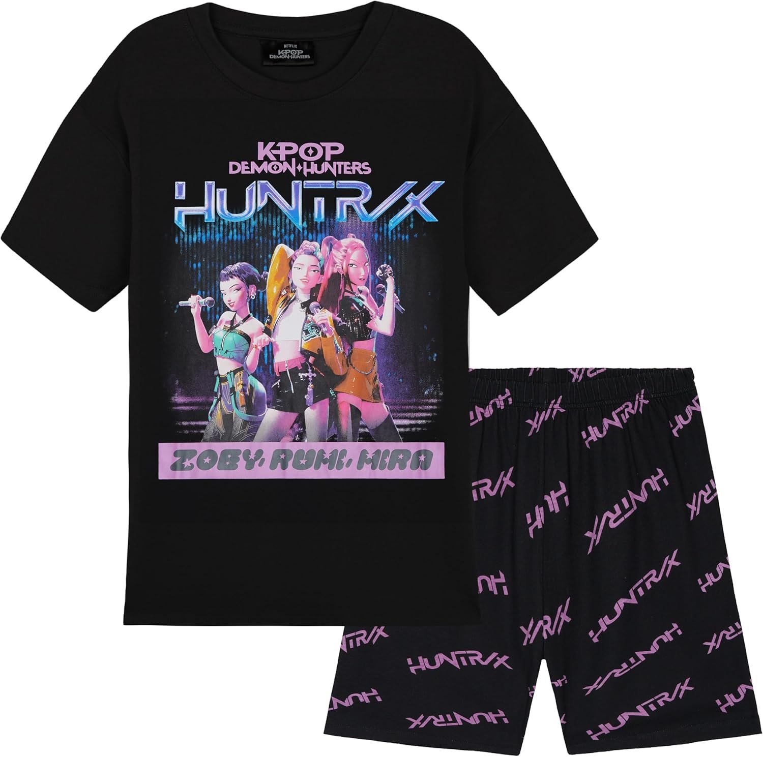 KPop Demon Hunters Officially Licensed 2-Pc Pajamas Set Girls, 5–14 Yrs, Soft PJs Lounge Set T Shirt Shorts, Gifts for Girls