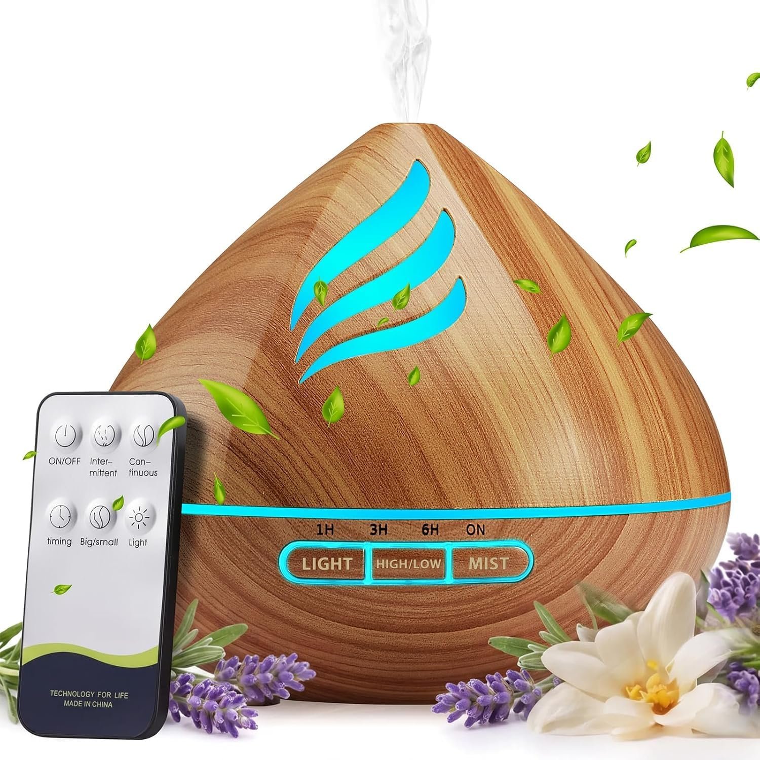 Essential Oil Scent Diffuser: 500ML Aroma Diffuser for Home Bedroom – 14 Colors LED, Remote Control, Ultra-Quiet Cool Mist Scent Diffuser with Timer for Family