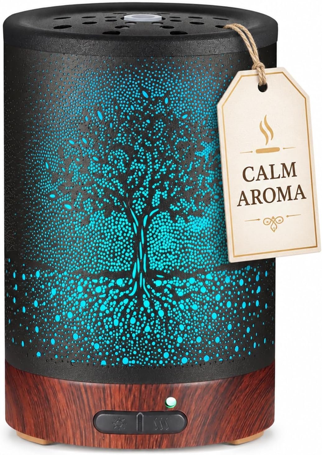 Essential Oil Diffuser- Aromatherapy Diffuser with7 Colors Light and Auto-Off for Women Metal Cool Mist Humidifier for Home and Office for Mom Women(Tree)