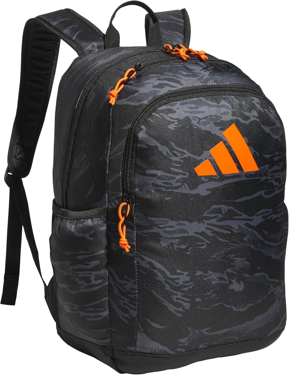 adidas Kids Affiliate Backpack – School Bag for Girls and Boys, 27L, Essential Camo Black/Orange, OSFA