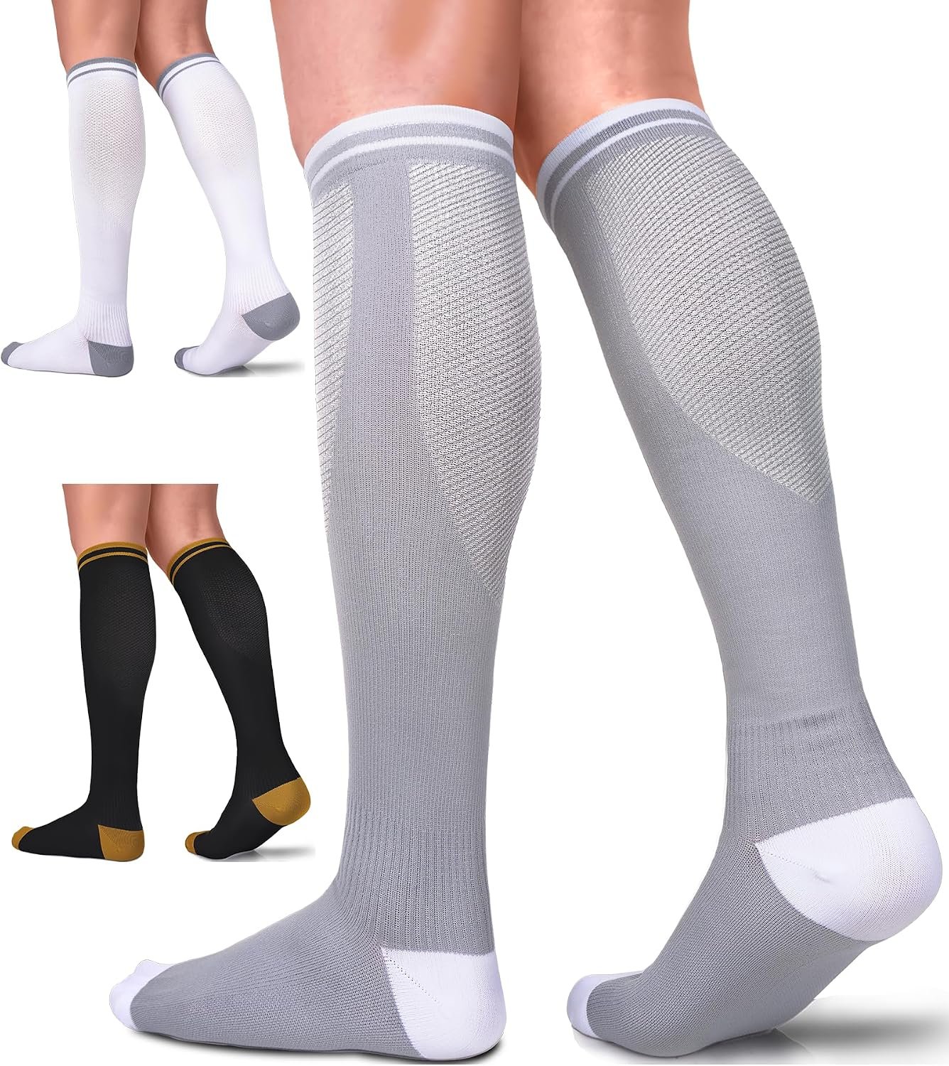 FuelMeFoot 3 Pack Copper Compression Socks – Compression Socks Women & Men Circulation – Best for Medical,Running,Athletic