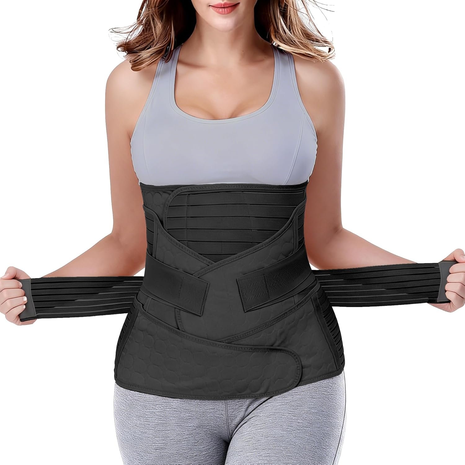 ChongErfei 3 in 1 Postpartum Belly Wrap – Recovery Belly/Waist/Pelvis Belt Black Postpartum Belly Band,Black L