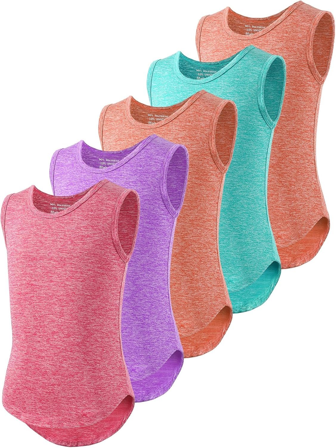 5 Pack Girls Athletic Tank Tops Active Dry Fit Kids Activewear Basic Sleeveless Dance Top for Yoga Sports