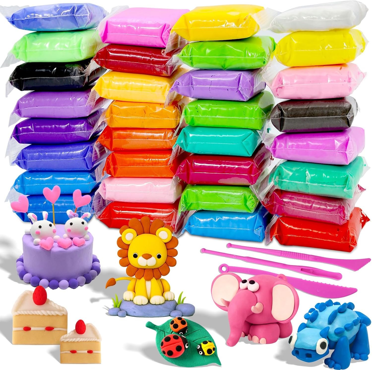 MuseLuxe Air Dry Clay – 32 Colors Modeling Clay Kit with 3 Sculpting Tools,Safe & Non-Toxic,DIY Magic Gifts Toys for Boys,Girls,Kids