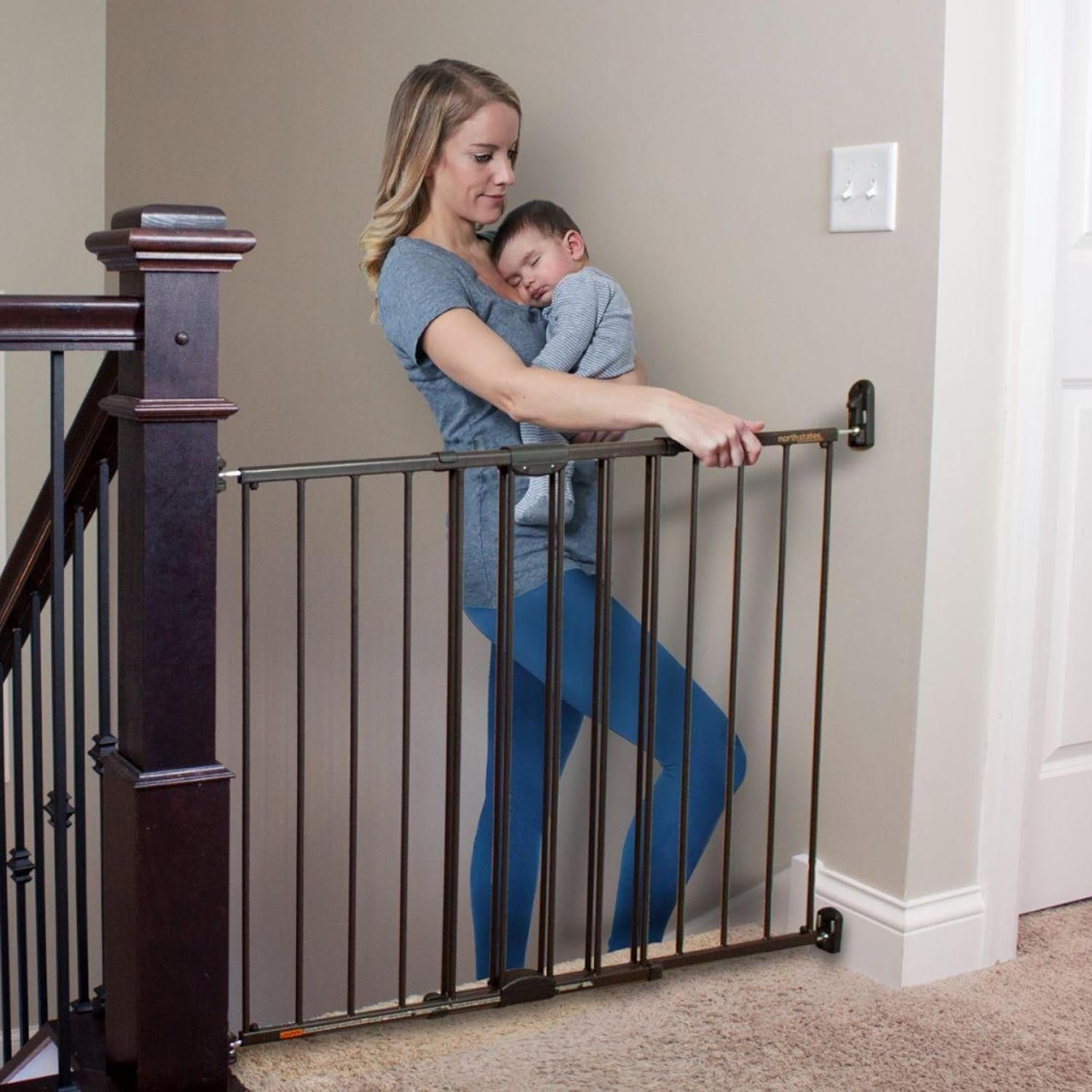 Toddleroo by North States – Easy Swing & Lock Baby Gate Series 2: Hardware Mounted Metal Safety for Stairs & Doorways – Adjustable 28.68 to 47.85 Inches Wide – 31 Inches Tall – Matte Bronze