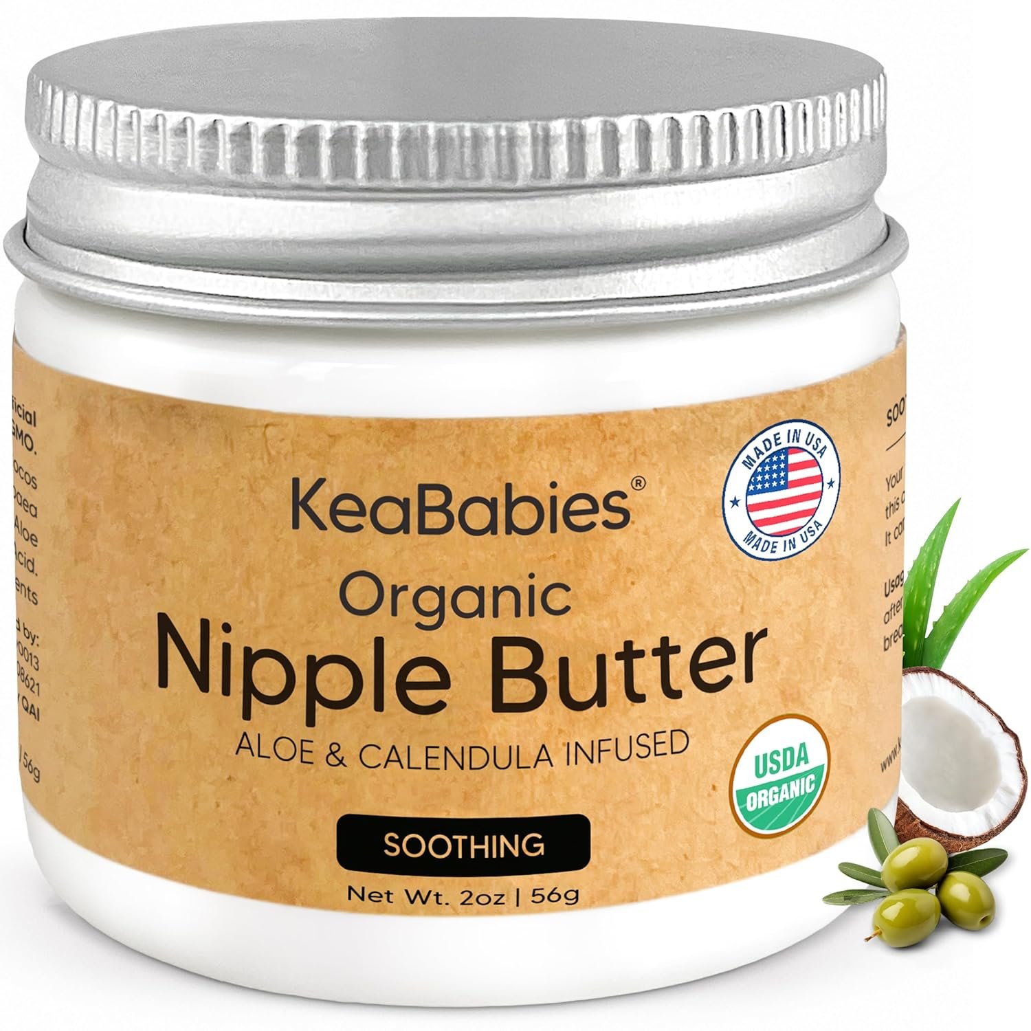 Organic Nipple Butter for Cracked, Sore, Relief – Nursing Nipple Cream Safe for Breastfeeding, 100% Natural Clean Breast Cream, Non Lanolin Balm, Mom Postpartum Breastfeeding Essentials,2oz (Soothing)