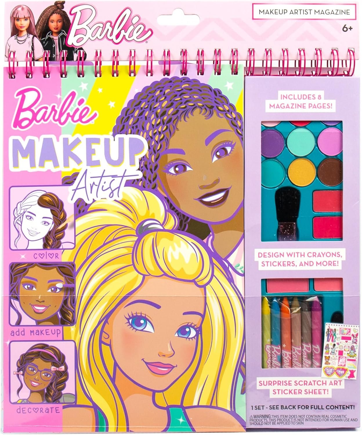 Horizon Group USA Barbie Magazine – Create Hair & Makeup Looks with 130+ Stencils, 180+ Stickers, Crayons & Pretend Makeup