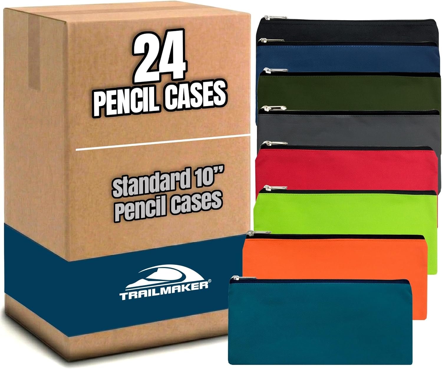 Trail maker Bulk Pencil Case Bags Bundle with Zipper for Kids, School, Offices | Colorful Pencil Pouches in Bulk Packs