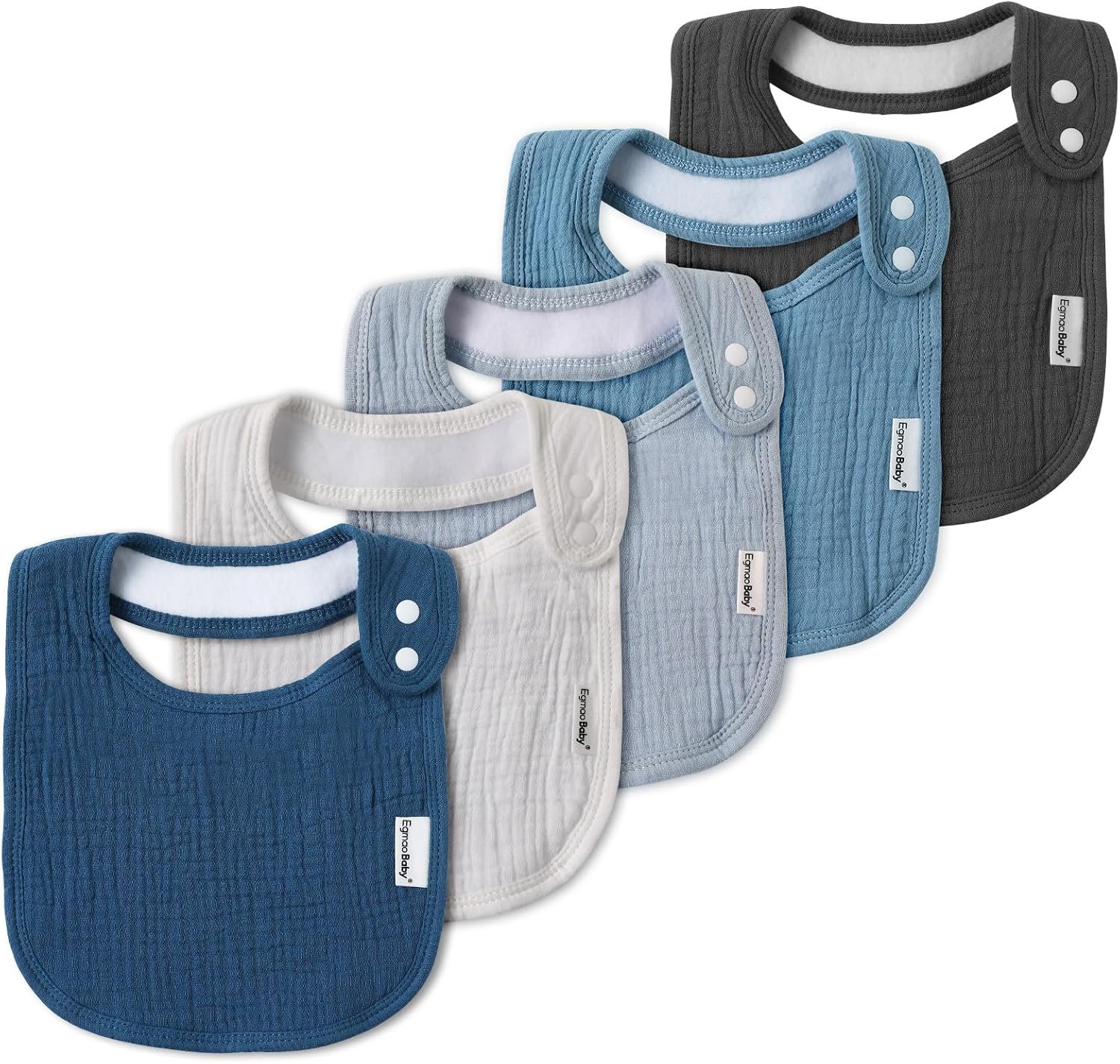 Muslin Bibs for Baby Boys Girls,Organic Muslin Baby Bib for Drooling and Teething,Soft Bandana Drool Bibs 5 Pack