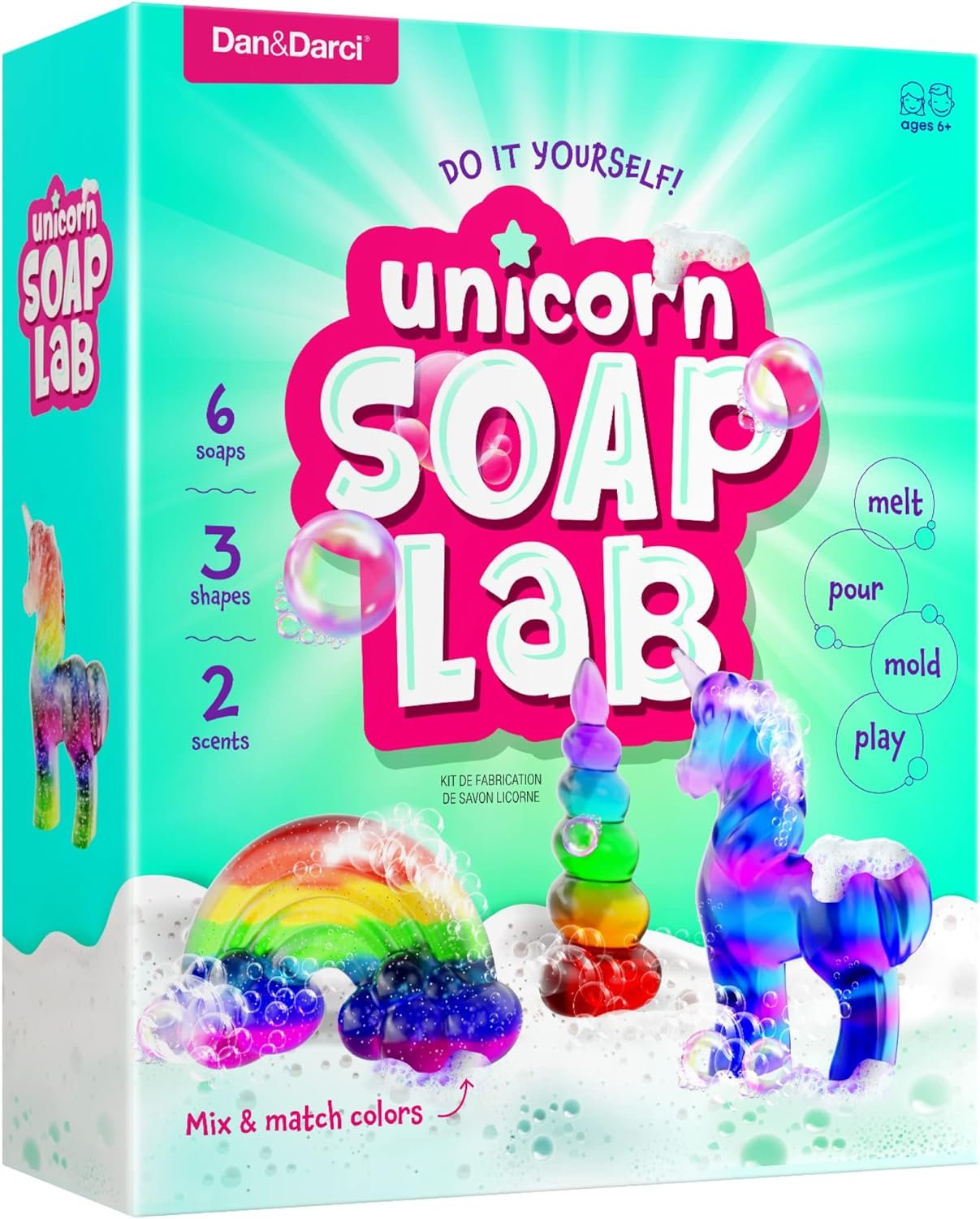 Dan&Darci Unicorn Soap Making Kit – Girls Crafts DIY Project Age 6+ Year Old Kids – Unicorn Girl Birthday Gifts – Science Activity Teenage Gift – Make Your Own Soap – Craft Toys Ages 6 7 8 9 10 11 12