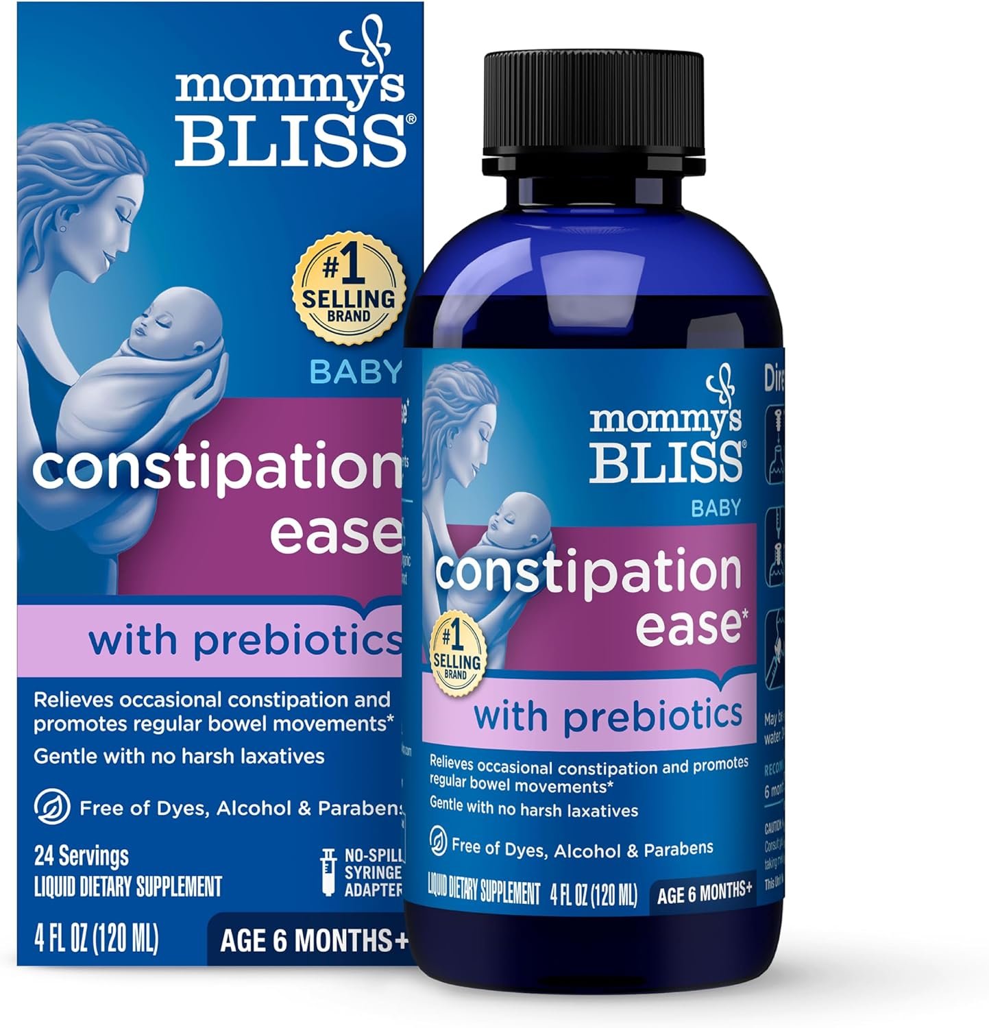 Mommy’s Bliss Constipation Ease + Prebiotics, Relieves Occasional Constipation, Gentle & Safe, No Harsh Laxatives, 4 Fl Oz Bottle (Pack of 1)