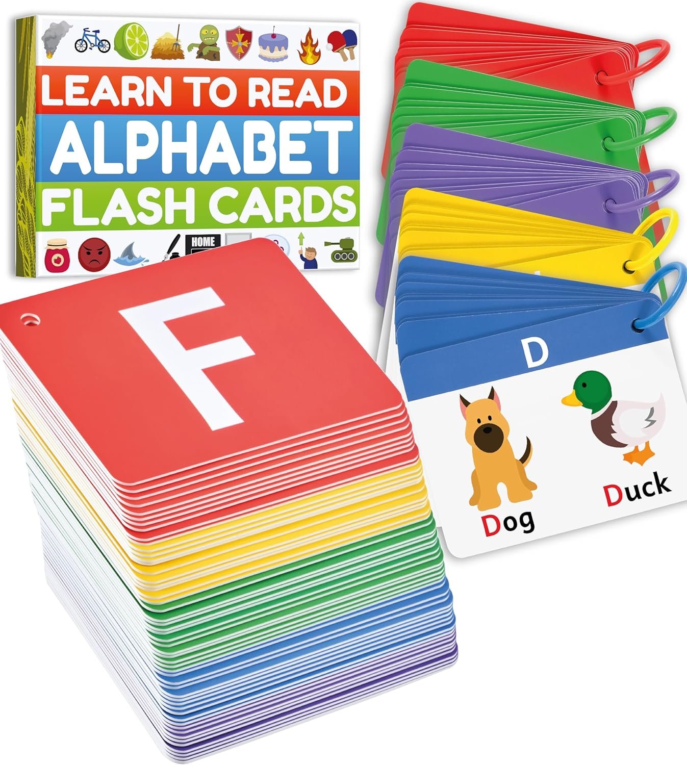 THE BAMBINO TREE Alphabet Flash Cards – Thick ABC Flash Cards for Kids Ages 3-6 – Lowercase & Uppercase Letter Recognition Learning Game