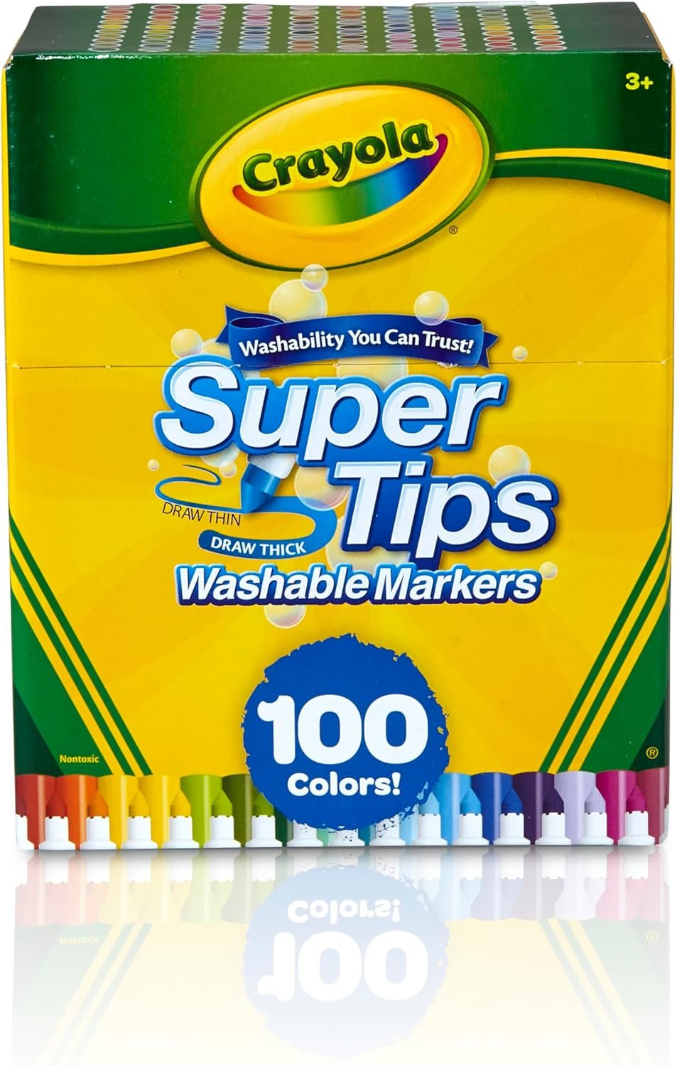 Crayola Super Tips Marker Set (100ct), Fine Point Washable Markers, Teacher Must Haves, Back to School Supplies for Kids & Adults, Art Supplies, Ages 3+