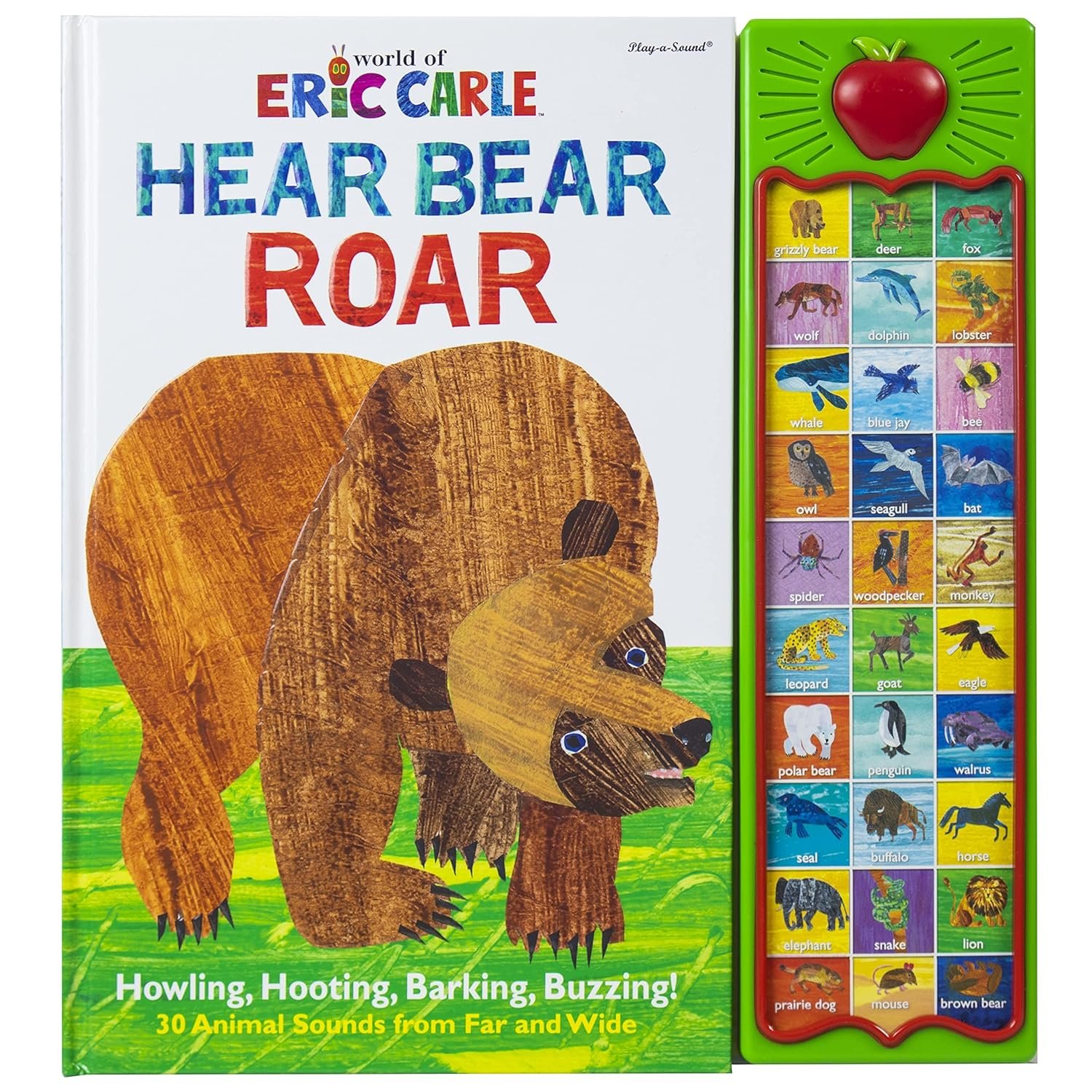 World of Eric Carle, Hear Bear Roar 30-Button Animal Sound Book – Great for First Words – PI Kids