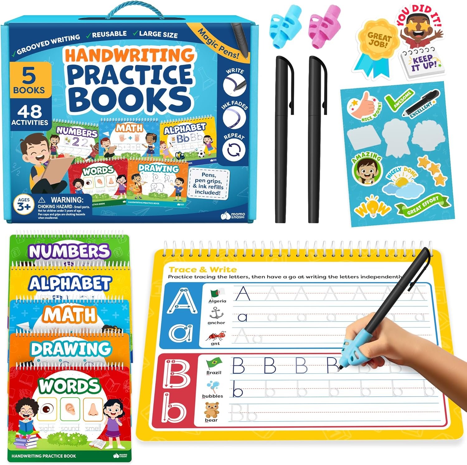 Magic Grooved Writing Practice for Kids Age 3-5 – Grooved Writing Books for Kids 3-5 – Handwriting Practice for Kids 5-7 – Tracing Books Toys for 4 Year Old – Preschool Learning Activities