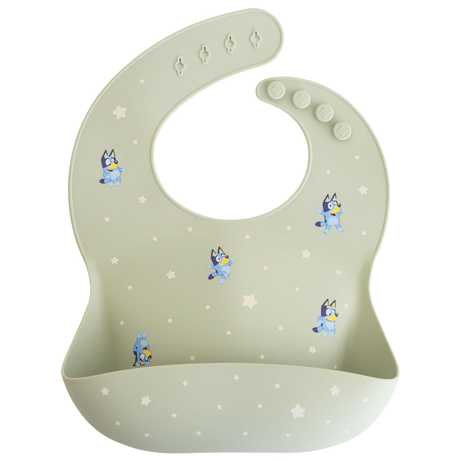 mushie x Bluey Silicone Baby Bib | Adjustable Fit (Bluey Sage)