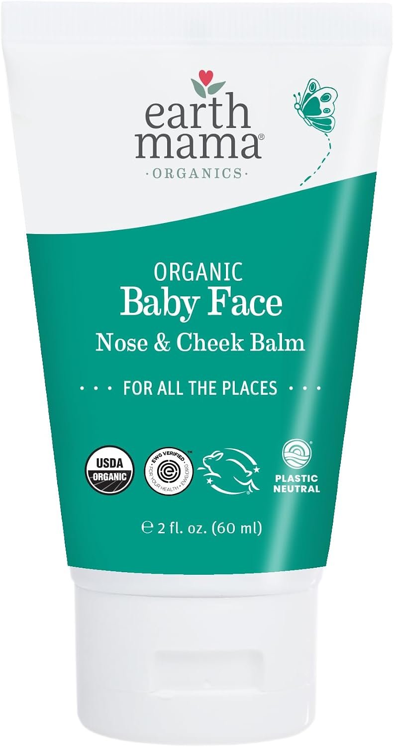 Earth Mama Organic Baby Face Nose & Cheek Balm | Moisturizer with Calendula Oil for Dry Skin Care, Natural Petroleum Jelly Alternative (2-Fluid Ounce)