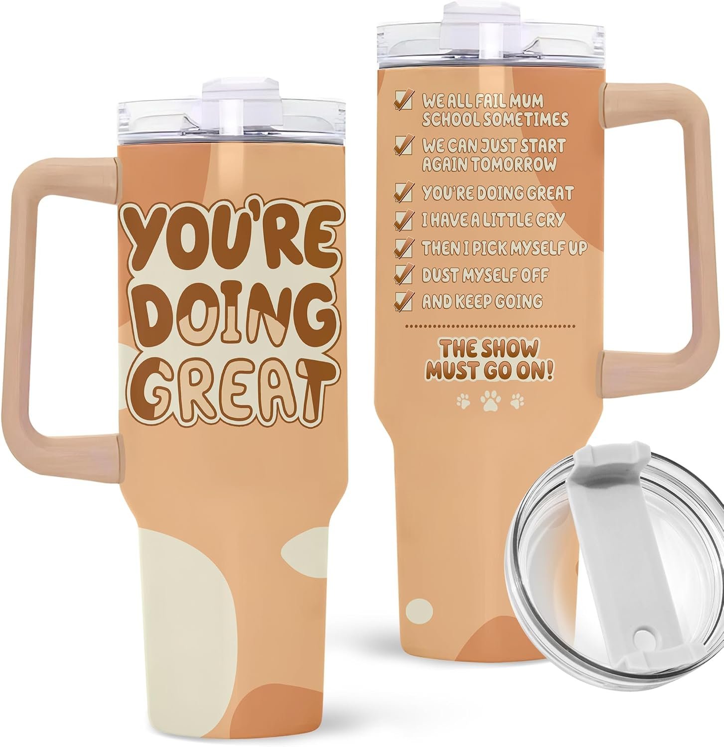 MARSANA Mom Tumbler – Present to Mom from Daughter, Son – Mother Coffee Mug – Gifts for Mother’s Day – Gift for Women and Wife – Mama Cup – You’re Doing Great Tumbler 40Oz