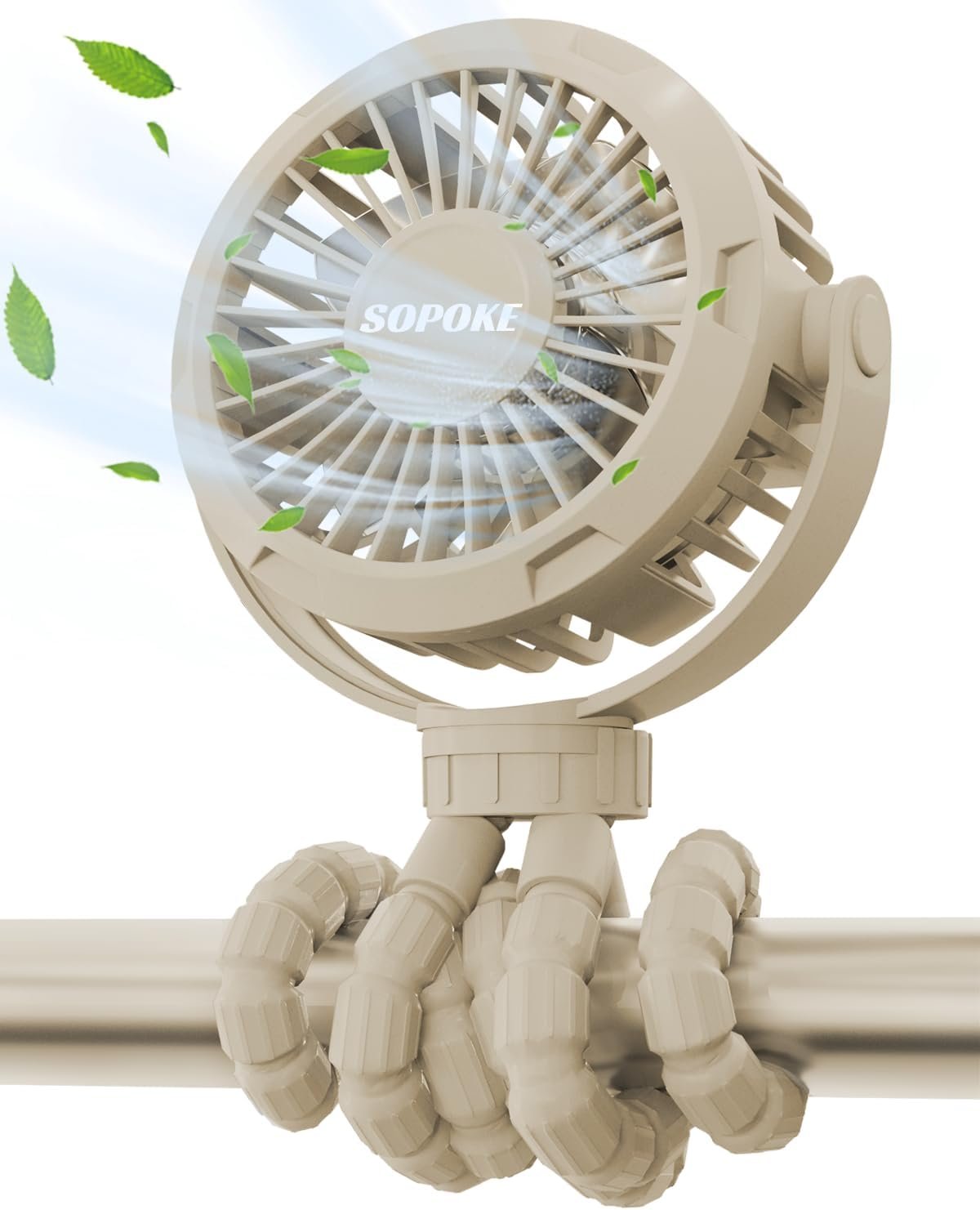 SOPOKE 3 Speed Mini Rechargeable Baby Stroller Fan, Yellow