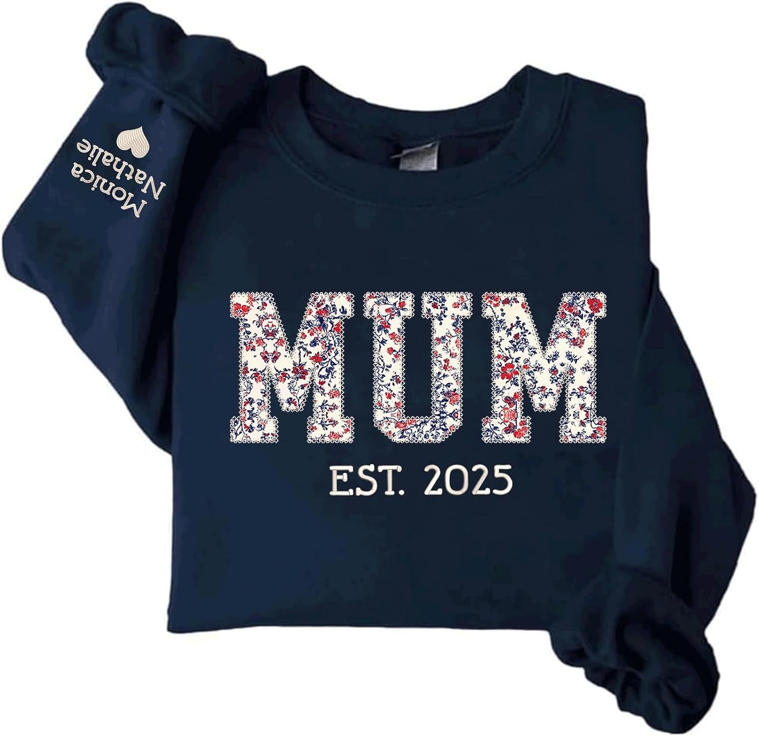 Custom Floral Embroidered Grandma Crewneck Sweatshirt – Gifts for New Grandmas, Mothers Day, Birthday