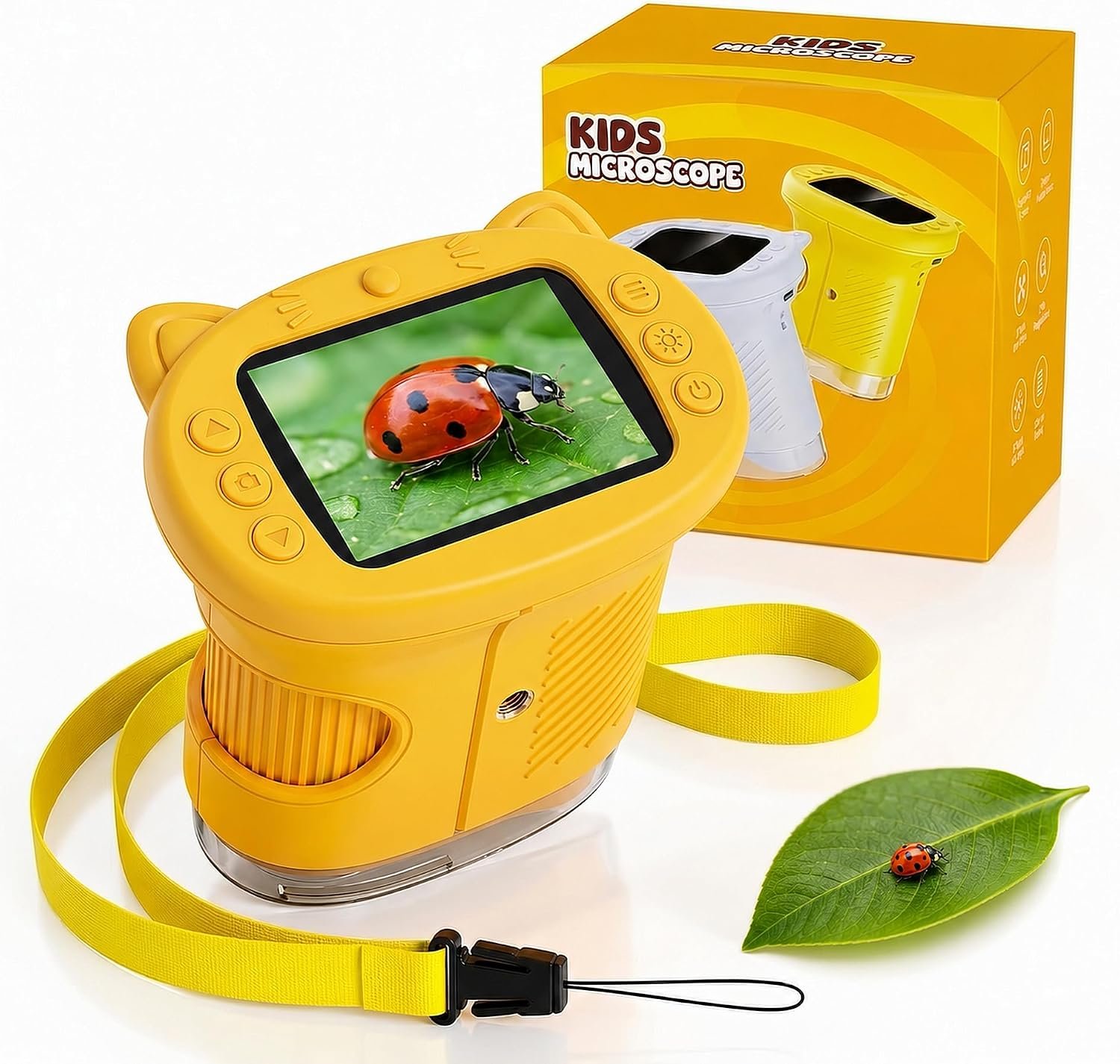 Kids Microscope, 4K 1000X Zoom, 2.4″ Screen, STEM Toy for Ages 4-8
